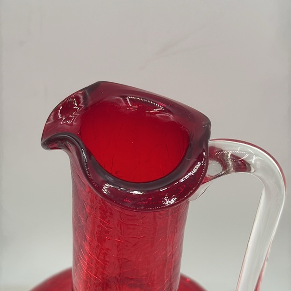 Pilgrim Glass; Red Crackle Hlass with a Clear Glass Handle. - Picture 5 of 5